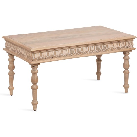 Kate and Laurel Patresa Traditional Carved Rectangle Wood Coffee Table, 36 x 20 x 18, Light Natural, Decorative Rectangular Living Room Table with Storage for Useful Home Decor